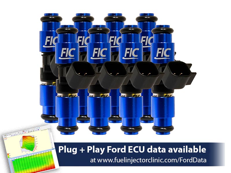 1650cc (160 lbs/hr at 43.5 PSI fuel pressure) FIC Fuel Injector Clinic Injector Set for Mustang GT (2005-2016 )/GT350 (2015-2016)/ Boss 302 (2012-2013)/Cobra (1999-2004) (High-Z)