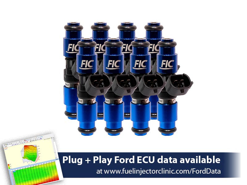 2150cc (200 lbs/hr at 43.5 PSI fuel pressure) FIC Fuel Injector Clinic Injector Set for Mustang GT (2005-2016 )/GT350 (2015-2016)/ Boss 302 (2012-2013)/Cobra (1999-2004) (High-Z)