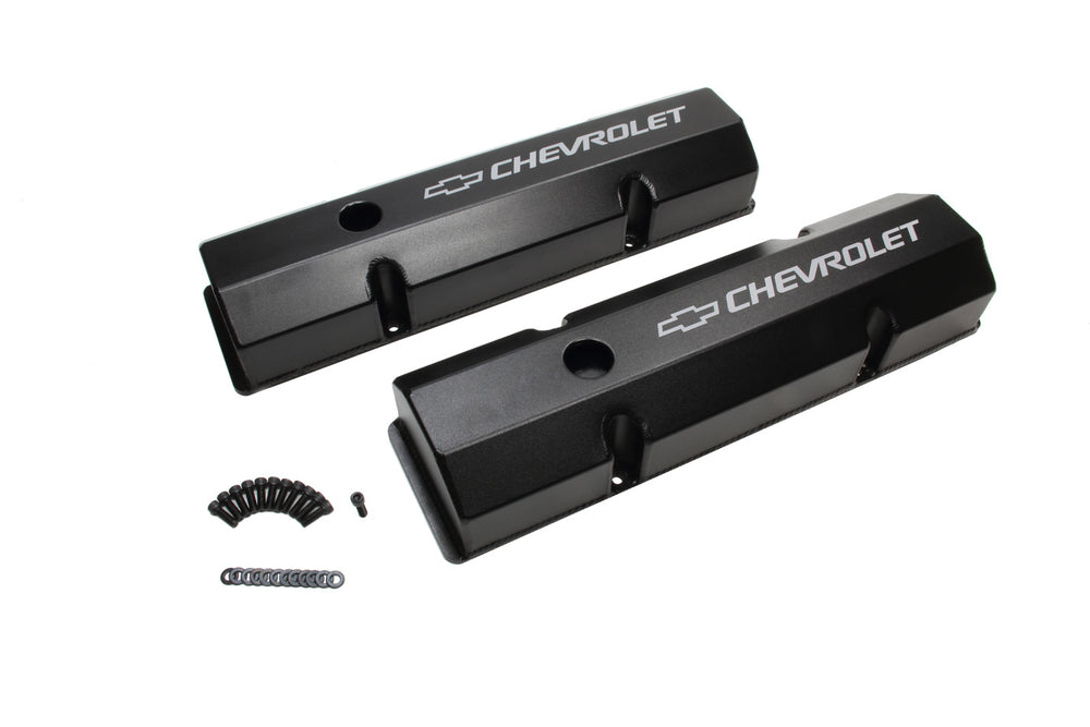 SBC Billet Rail Fab. Alm Valve Covers w/Oil Cap
