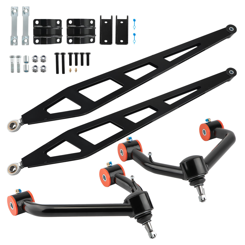 2-4 Lift Upper Control Arms + Rear Traction Bar For 07-18 Compatible for Silverado Sierra 1500