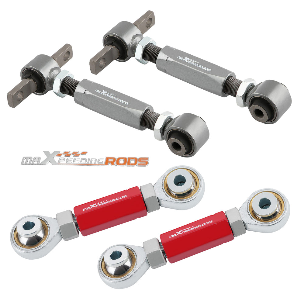 4x Rear Adjustable Upper Camber Toe Control Arms Compatible for Honda Civic 1988-2000