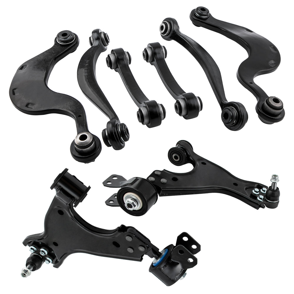 8x Front Lower + Rear Upper Control Arms for 07-17 Compatible for GMC Acadia Enclave Traverse