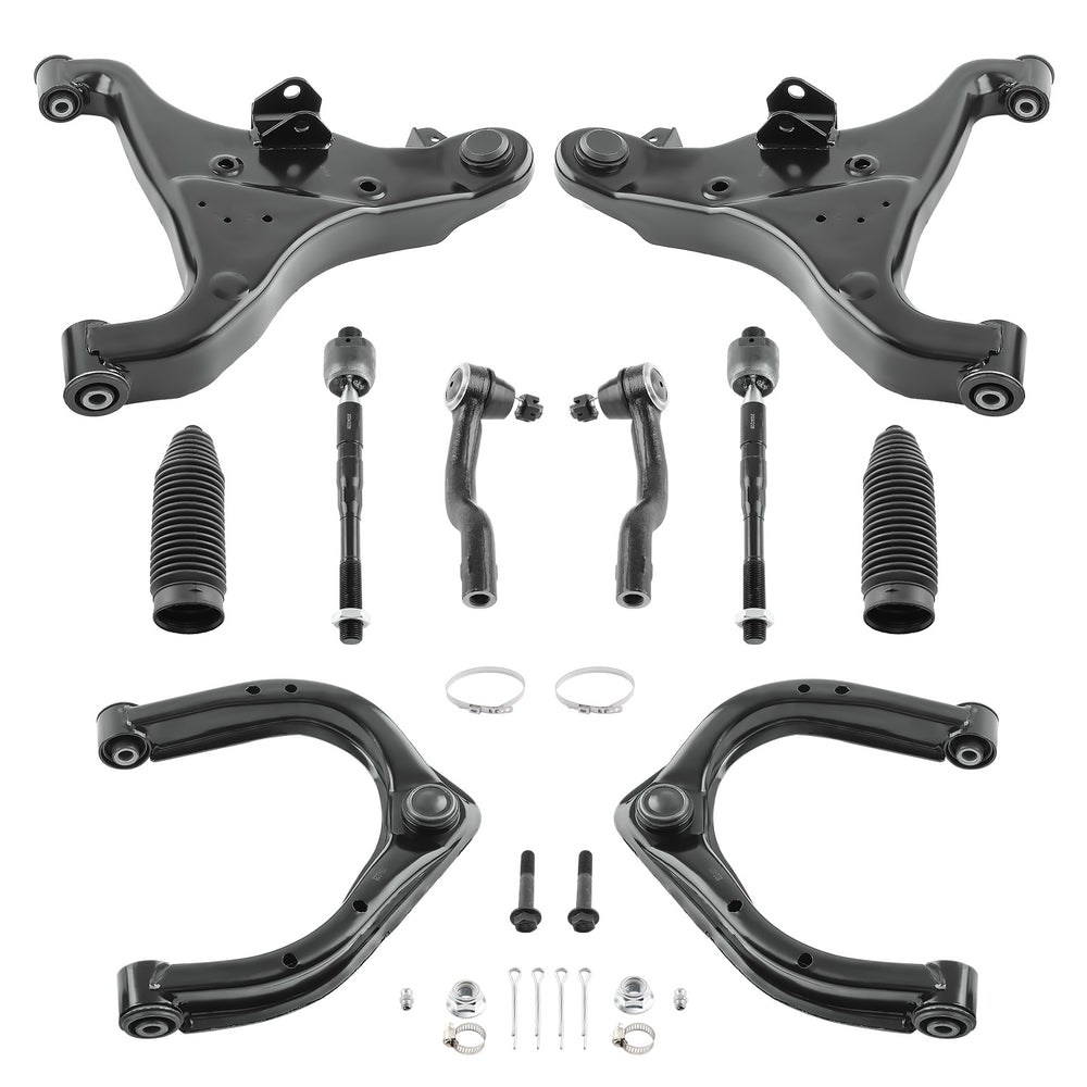 Front Upper Lower Control Arm + Tie Rod End Compatible for Nissan Armada Titan 2004-2015