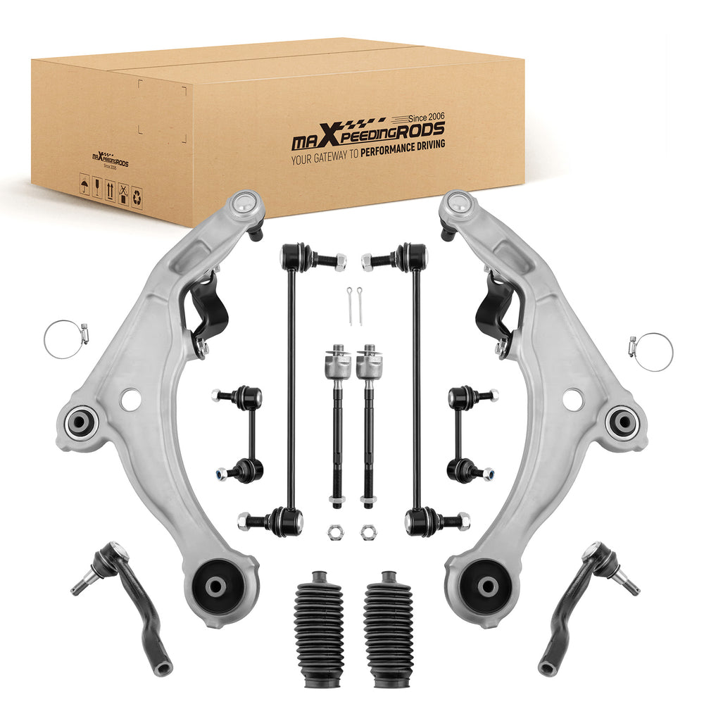 12x Front Suspension Kit Control Arm w/Sway Bar Link Compatible for Nissan Maxima 2009-2014
