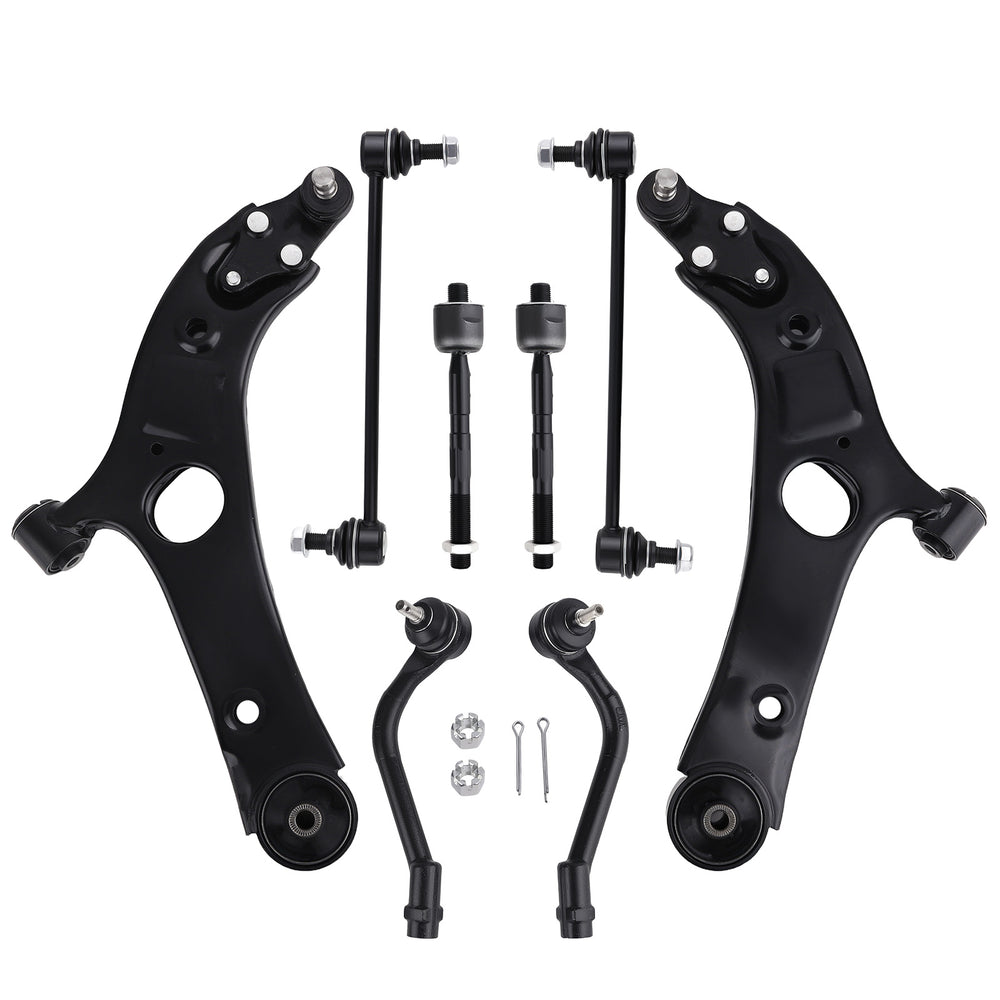 Front Lower Control Arms Tie Rods Sway Bar Links For 2012-2013 Compatible for Hyundai Sonata