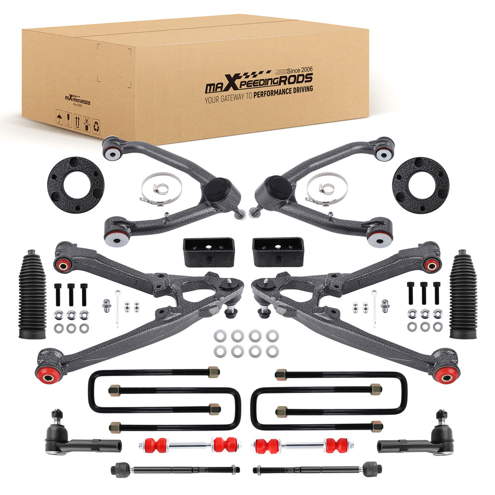 13x Front Control Arms w/Leveling Lift Kit for 07-13 Compatible for Chevy Silverado Sierra 1500