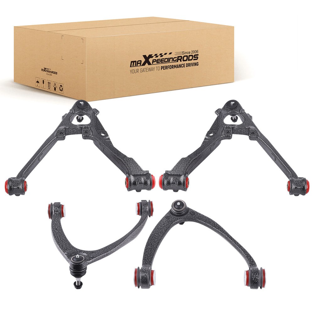 4x Front UpperLower Control Arms for 07-13 Compatible for Chevy Silverado GMC Sierra 1500