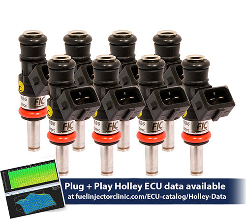1200cc (130 lbs/hr at OE 58 PSI fuel pressure) FIC Fuel Injector Clinic Injector Set for Holley GM composite intakes (High-Z)