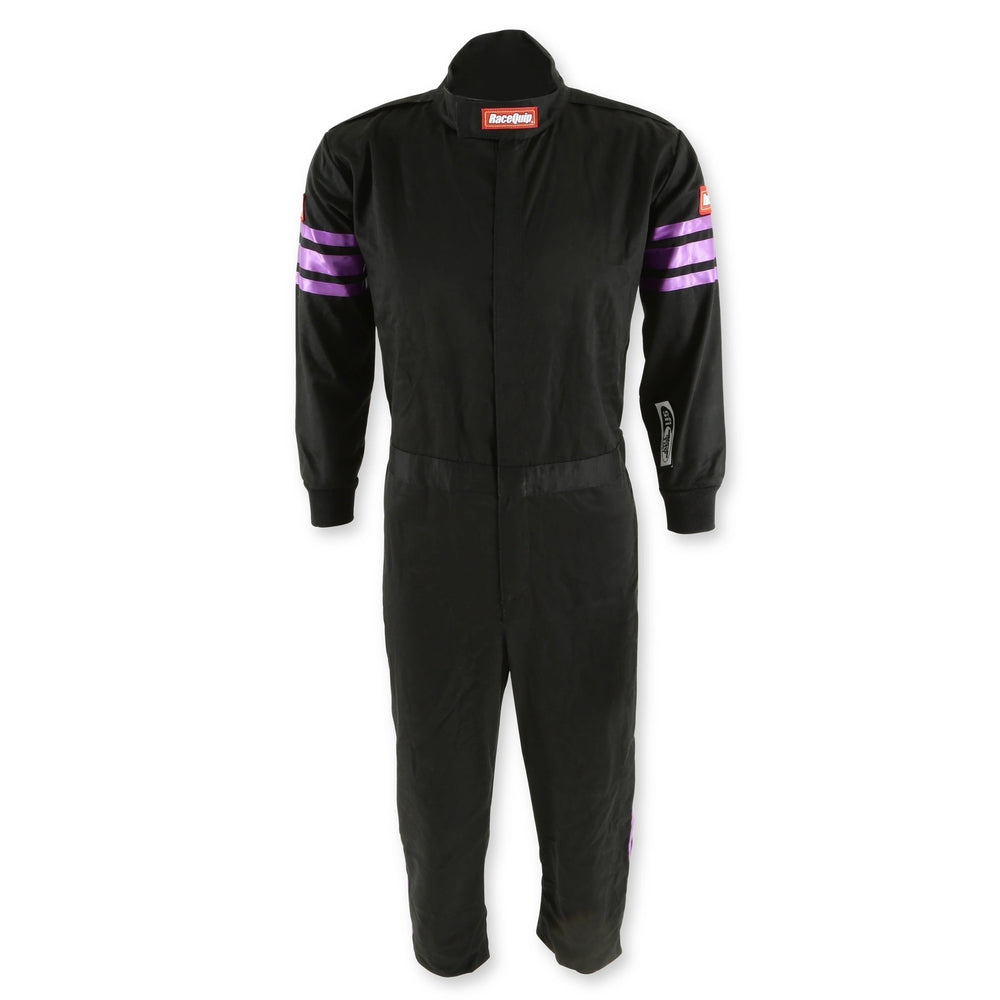 Black Suit Single Layer Kids Purple Trim