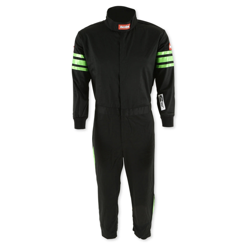 Black Suit Single Layer Kids Green Trim