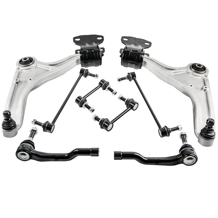 8x Front Lower Control Arms Outer Tie Rods Sway Bars for 2013-2020 Compatible for Ford Fusion