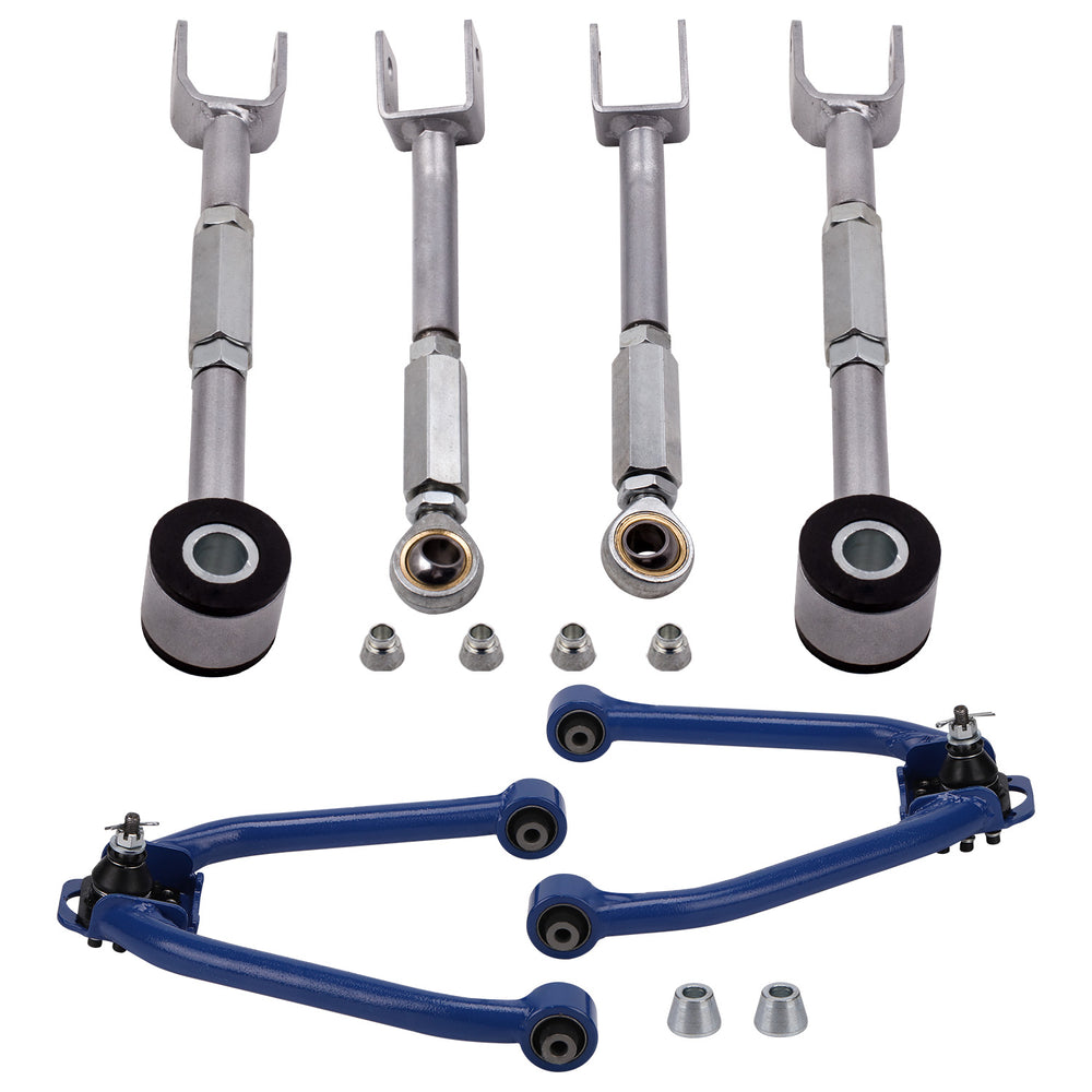Adjustable Front Rear Upper Camber+ Traction Arms Kit Compatible for Infiniti G35 2003-2007