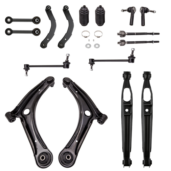 16pc Front Rear Suspension Kit for 2007-2019 Compatible for Jeep Patriot Compass Compatible for Dodge Caliber