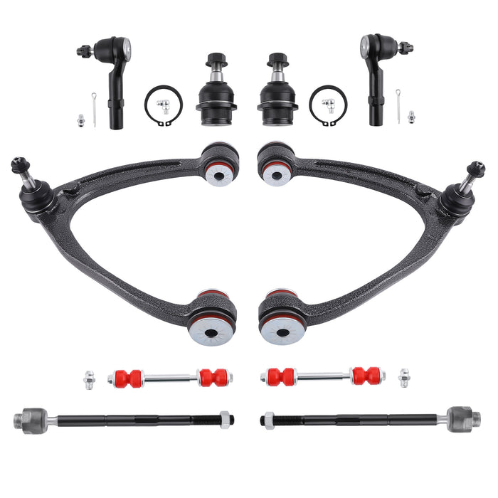 10x Front Upper Control Arms Ball Joints Tie Rods For 07-13 Compatible for Chevy Silverado 1500