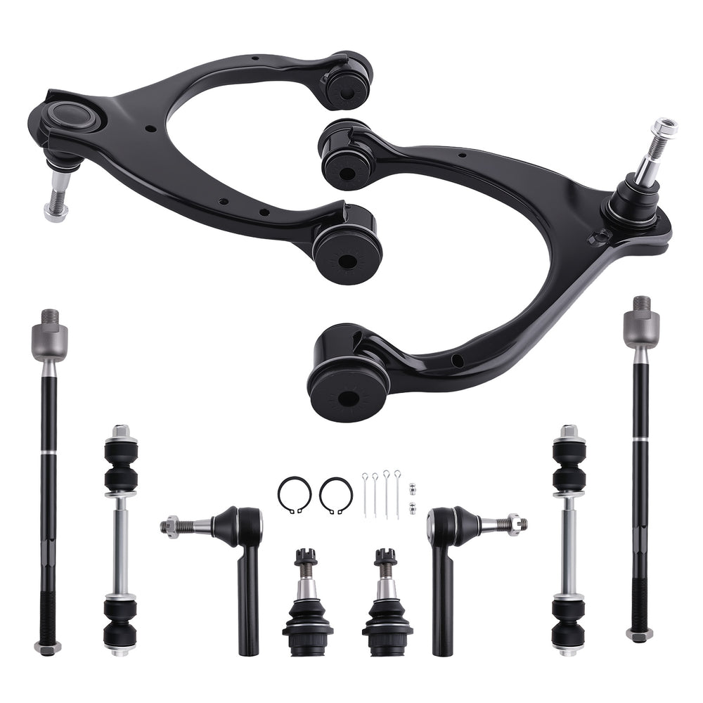 Front Upper Control Arms w/ Ball Joints Tie Rods Compatible for Chevy Silverado Sierra 1500