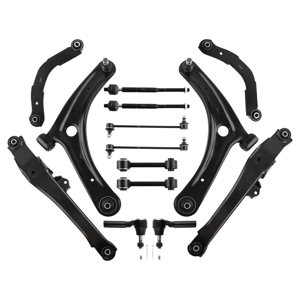 14pc Front Rear Control Arms Tie Rods Sway Bars Compatible for Jeep Compass Patriot Caliber