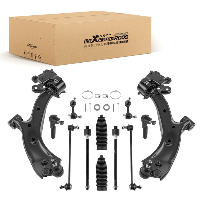 12Pcs Front Lower Control Arms Tie Rods Sway Bar Links Compatible for Honda CR-V 2007-2011