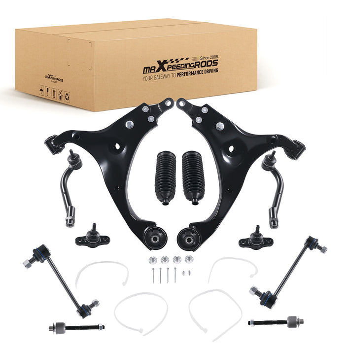 12Pc Front Lower Control Arm Tie rod Sway Bar for 2007-2012 Compatible for Hyundai Elantra 2.0L