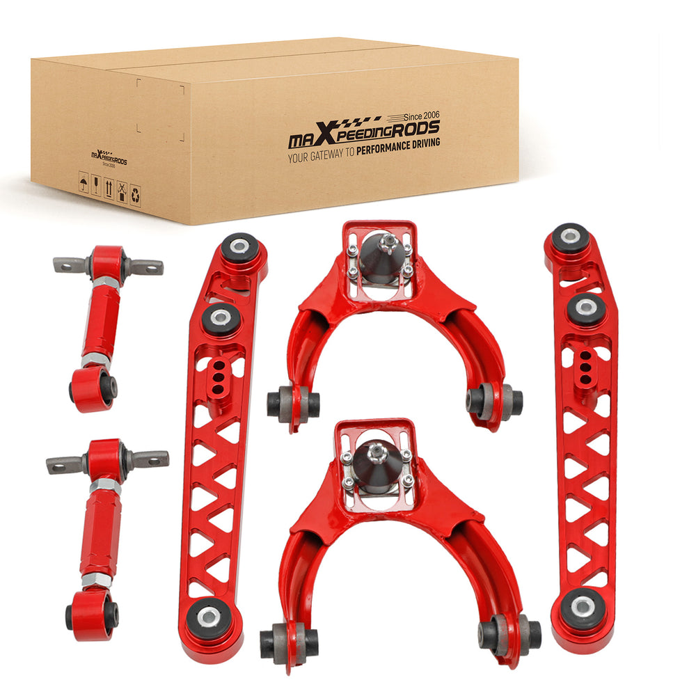 6x Front Upper Rear Camber Kit + Lower Control arms For 1996-2000 Compatible for Honda Civic