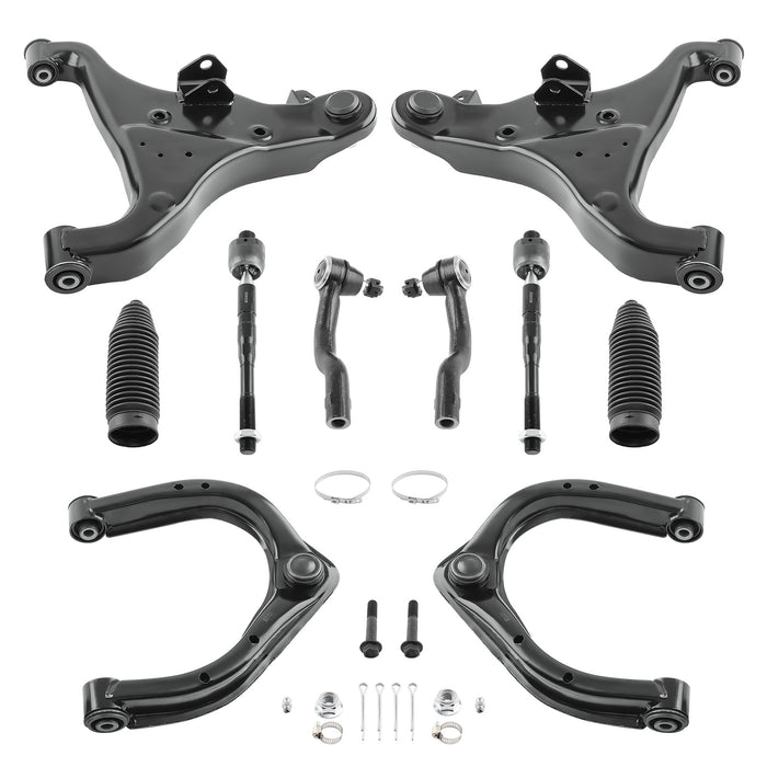 Front Upper Lower Control Arm + Tie Rod End Compatible for Nissan Armada Titan 2004-2015