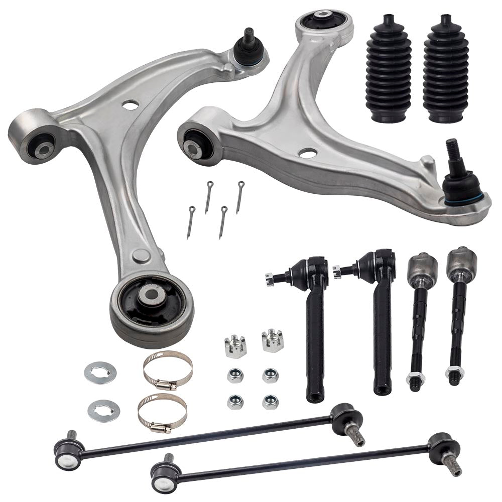 10pc Front Lower Control Arms Tie Rods Sway Bar Kit For 2005-2010 Compatible for Honda Odyssey