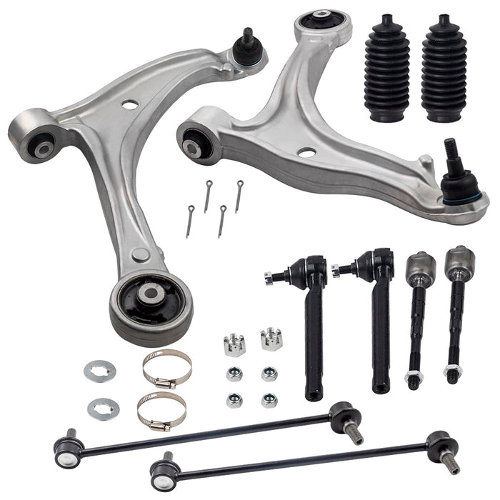 10pc Front Lower Control Arms Tie Rods Sway Bar Kit For 2005-2010 Compatible for Honda Odyssey