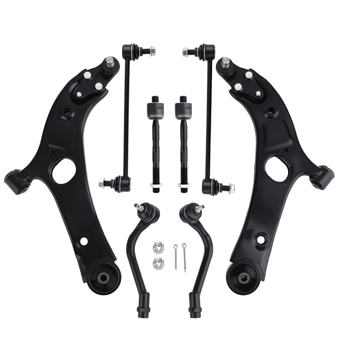 Front Lower Control Arms Tie Rods Sway Bar Links For 2012-2013 Compatible for Hyundai Sonata
