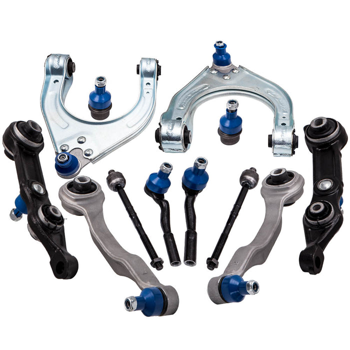 Front Upperand Lower Control Arms Tie Rods Compatible for Mercedes Benz E320 2004-2005