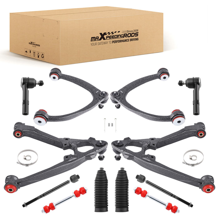 12x Front Upper Lower Control Arms for 2007-2013 Compatible for Escalade Silverado Sierra 1500
