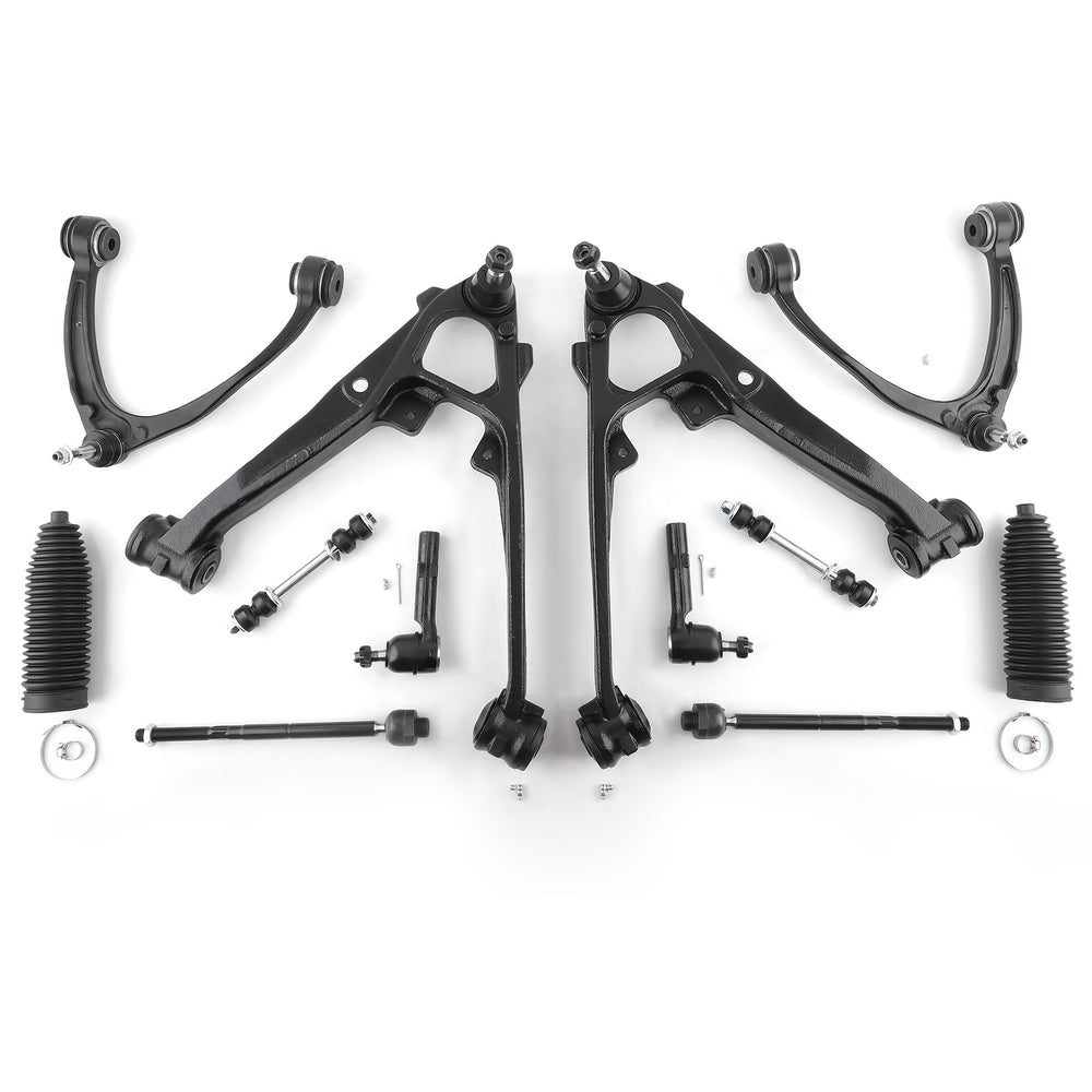 12x Front Upper Lower Control Arm Kit for 2007-2013 Compatible for Chevy Silverado GMC Escalade