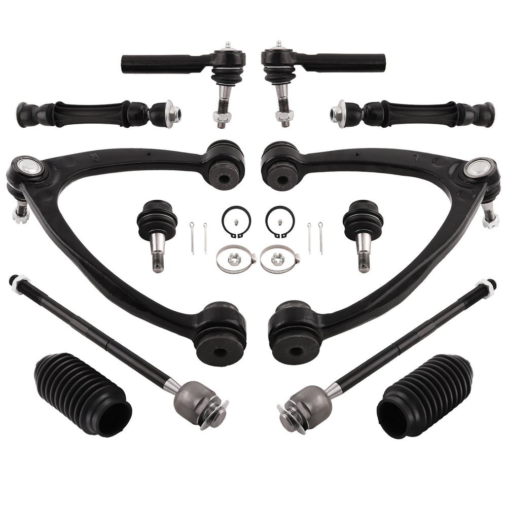 12 Pcs Front Upper Control Arm &amp; Tie Rod Sway Bar Compatible for Silverado Sierra