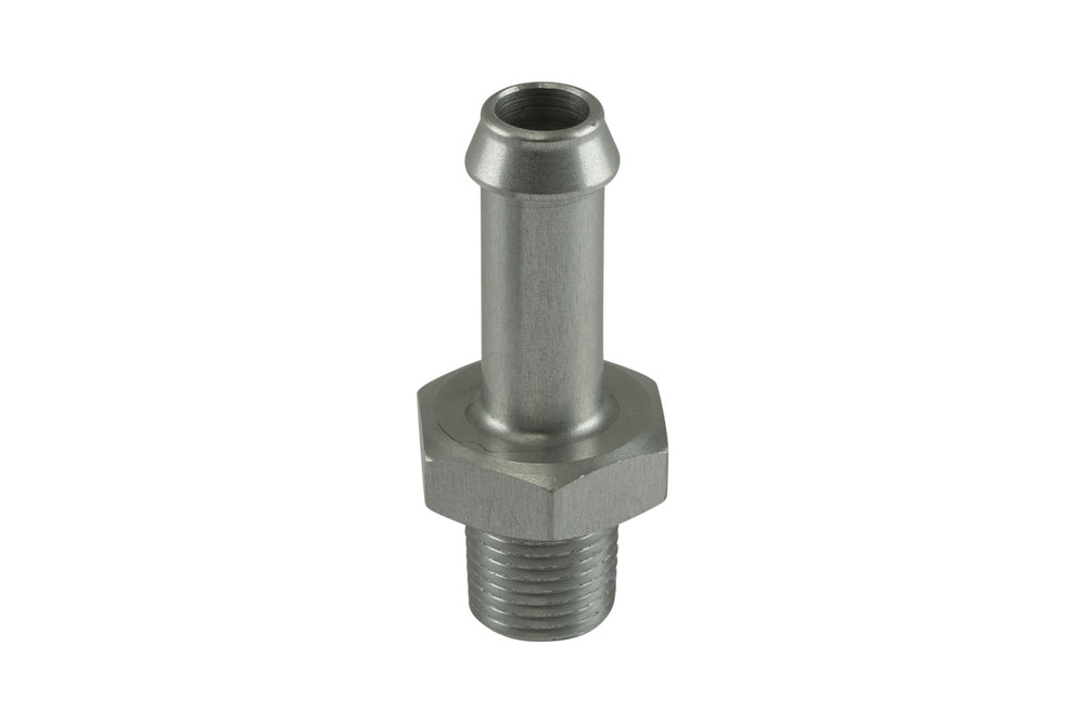 Fitting 8mm / 5/16" Hose End to 1/8 NPT Male Straight - Silver