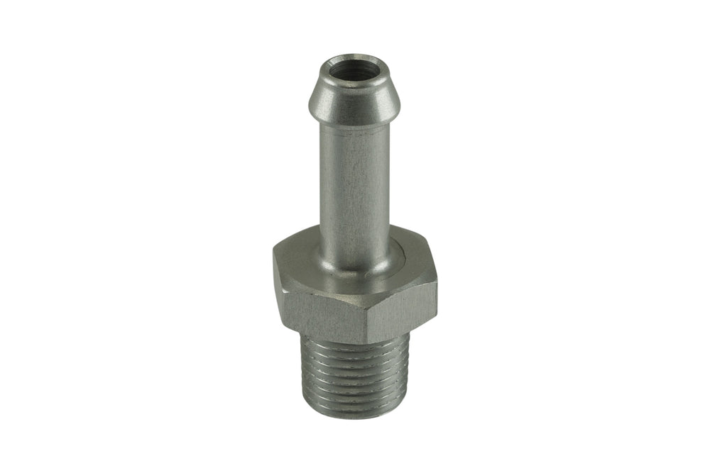 Fitting 6mm / 1/4" Hose End to 1/8 NPT Male Straight - Silver