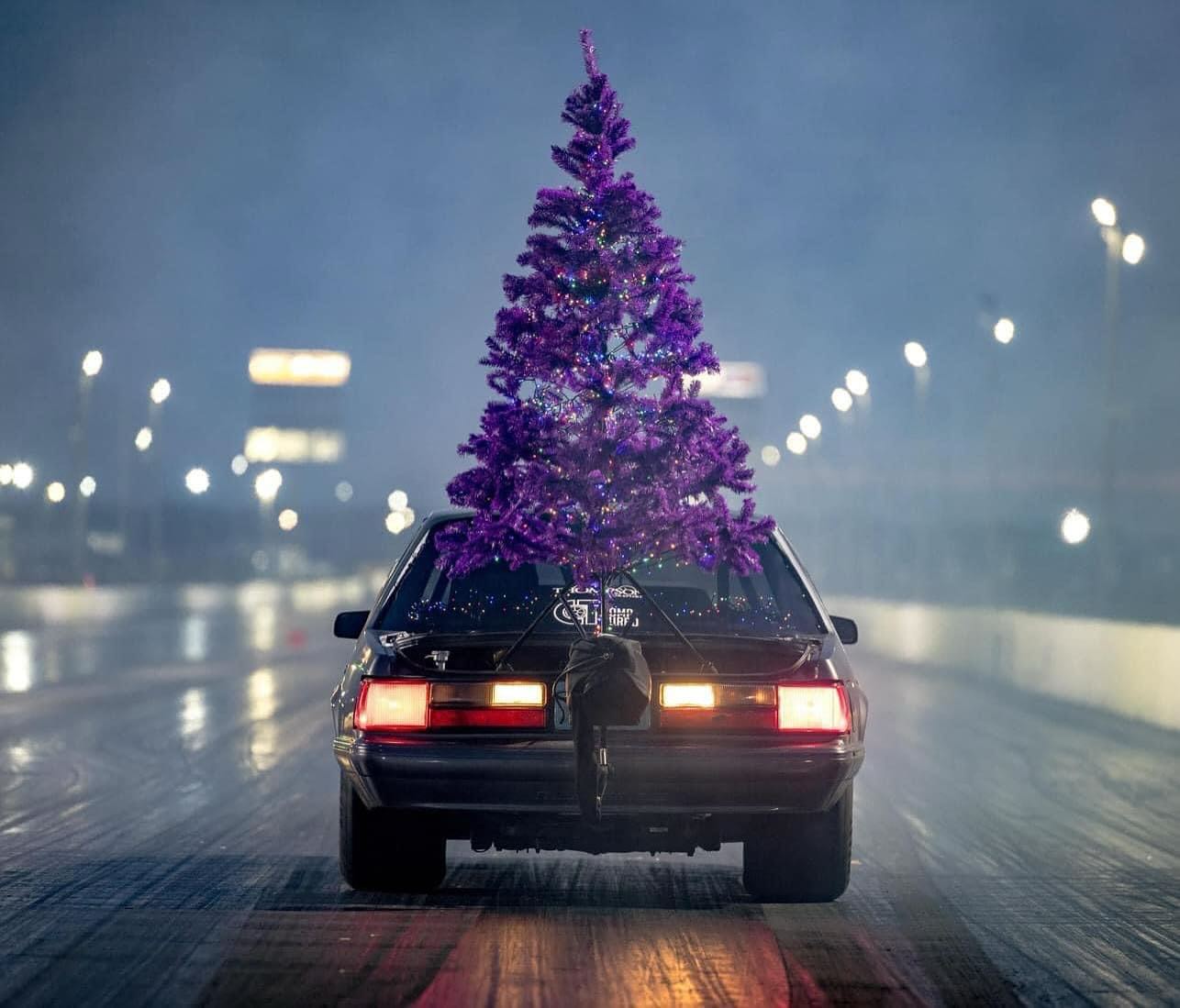 BAE Racing Performance Foxbody with purple tree on the track