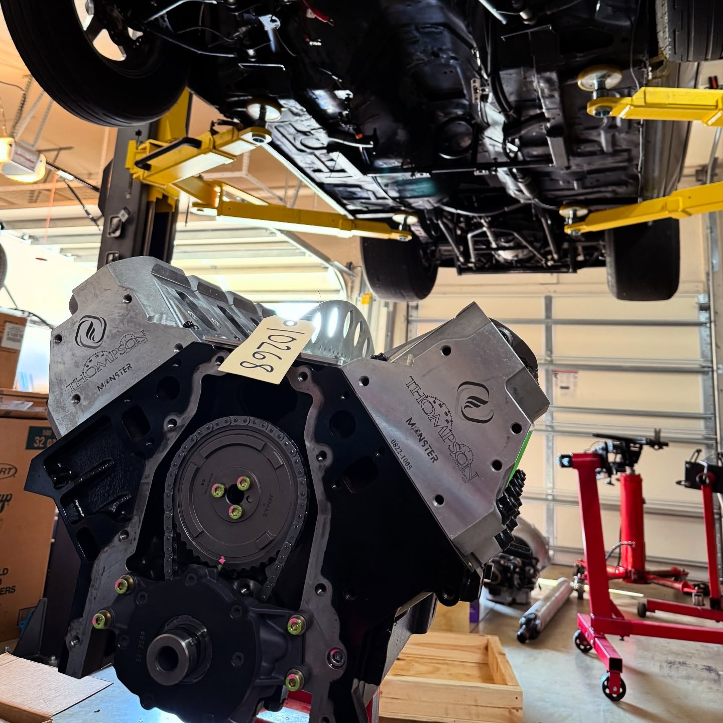 Engine block in the garage
